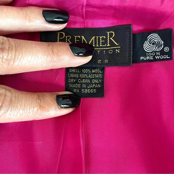 Vintage Oversized Pink Fuchsia 100% Wool Blazer Small/Medium - Picture 8 of 12